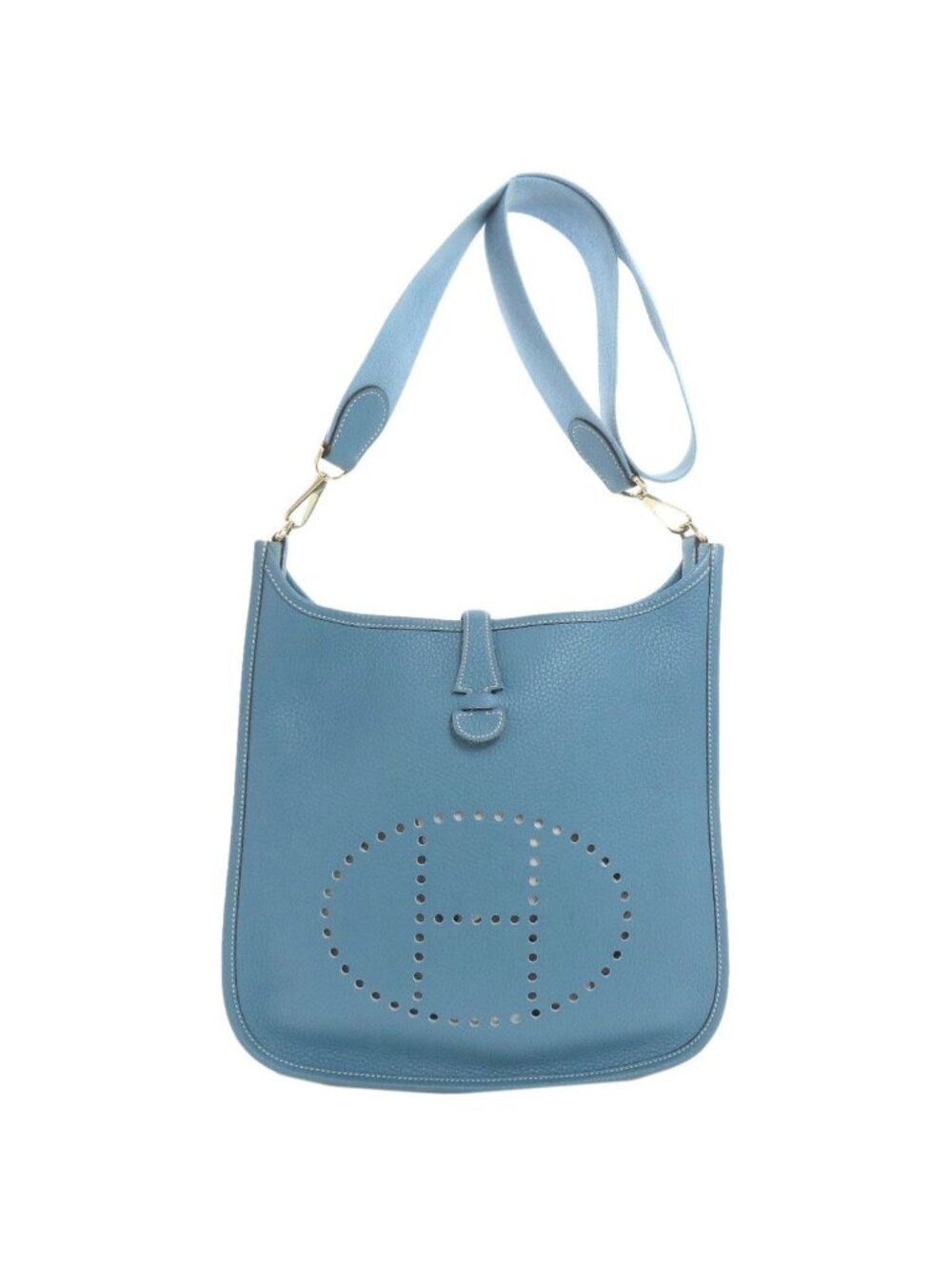 Hermes Evelyne 1 PM Silver Shoulder Bag Taurillon